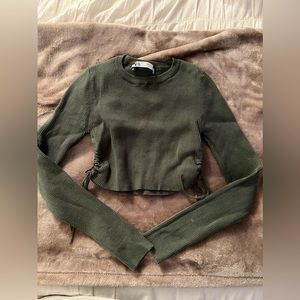 Zara Green Long-Sleeve Cropped Top